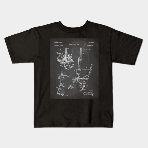 Skiing Patent - Ski Chalet Ski Fan Art - Black Chalkboard Kids T-Shirt by patentpress